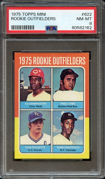 1975 TOPPS MINI 622 ROOKIE OUTFIELDERS PSA NM-MT 8