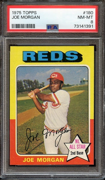 1975 TOPPS 180 JOE MORGAN PSA NM-MT 8