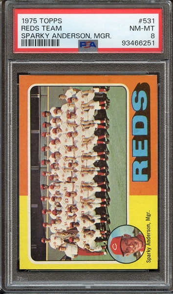 1975 TOPPS 531 SPARKY ANDERSON, MGR. REDS TEAM PSA NM-MT 8