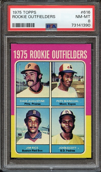 1975 TOPPS 616 ROOKIE OUTFIELDERS PSA NM-MT 8