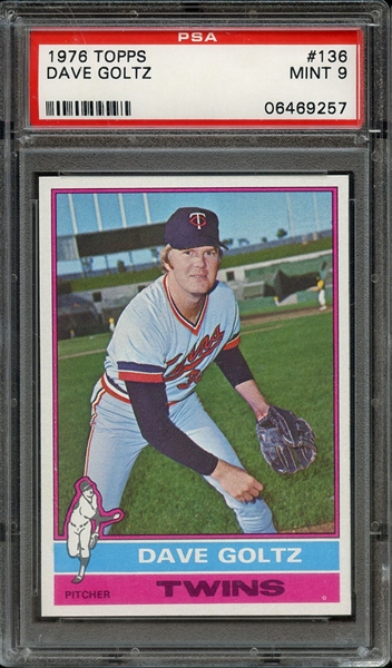 1976 TOPPS 136 DAVE GOLTZ PSA MINT 9