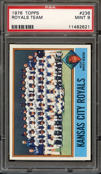 1976 TOPPS 236 ROYALS TEAM PSA MINT 9