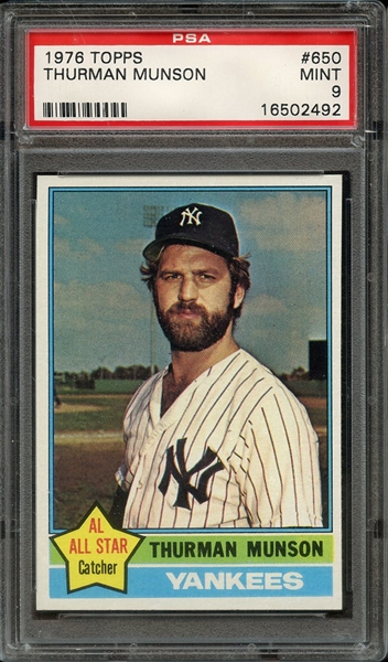 1976 TOPPS 650 THURMAN MUNSON PSA MINT 9