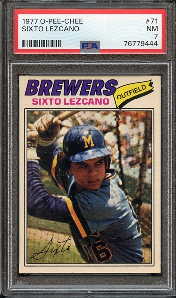 1977 O-PEE-CHEE 71 SIXTO LEZCANO PSA NM 7