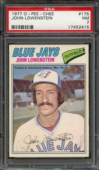 1977 O-PEE-CHEE 175 JOHN LOWENSTEIN PSA NM 7