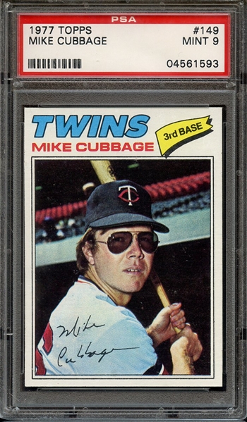 1977 TOPPS 149 MIKE CUBBAGE PSA MINT 9