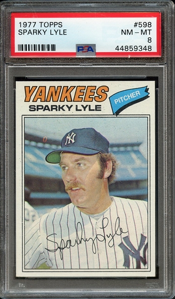 1977 TOPPS 598 SPARKY LYLE PSA NM-MT 8