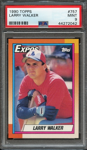 1990 TOPPS 757 LARRY WALKER PSA MINT 9