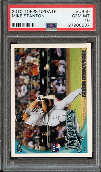 2010 TOPPS UPDATE US50 MIKE STANTON PSA GEM MT 10