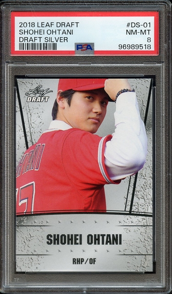 2018 LEAF DRAFT OHTANI DRAFT SILVER DS-01 DRAFT SILVER SHOHEI OHTANI PSA NM-MT 8