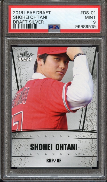 2018 LEAF DRAFT OHTANI DRAFT SILVER DS-01 DRAFT SILVER SHOHEI OHTANI PSA MINT 9