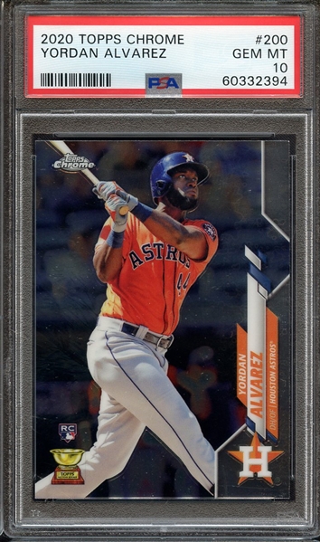 2020 TOPPS CHROME 200 YORDAN ALVAREZ PSA GEM MT 10