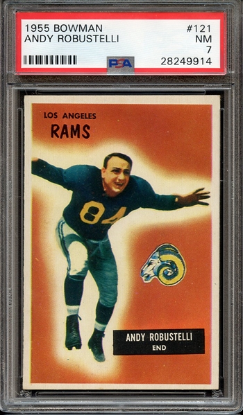 1955 BOWMAN 121 ANDY ROBUSTELLI PSA NM 7