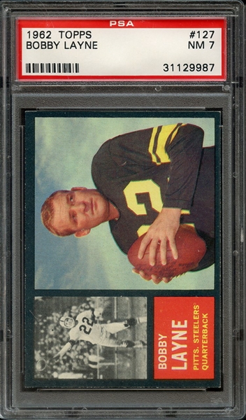 1962 TOPPS 127 BOBBY LAYNE PSA NM 7