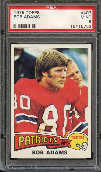 1975 TOPPS 407 BOB ADAMS PSA MINT 9