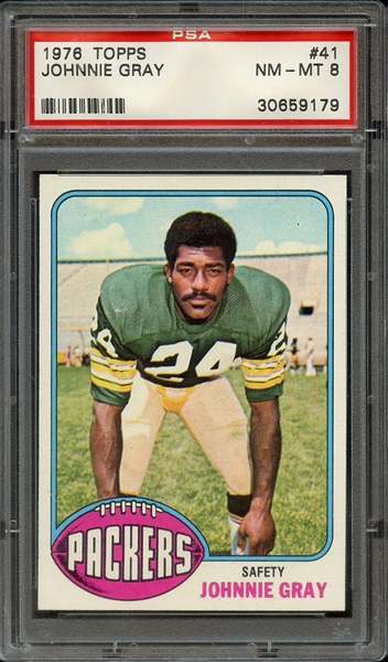 1976 TOPPS 41 JOHNNIE GRAY PSA NM-MT 8