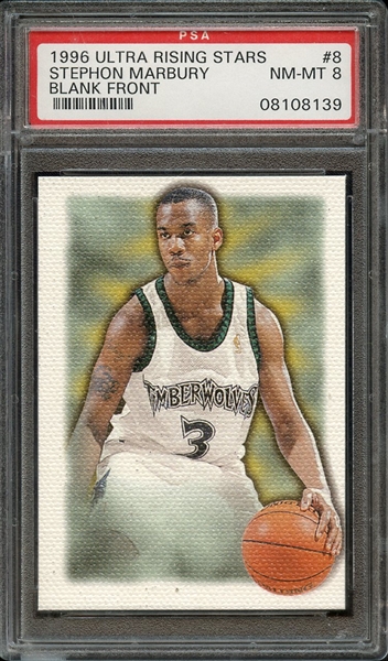 1996 ULTRA RISING STARS 8 BLANK FRONT STEPHON MARBURY PSA NM-MT 8