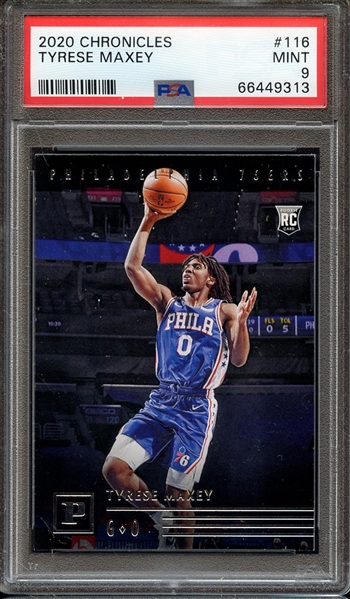 2020 PANINI CHRONICLES 116 TYRESE MAXEY PSA MINT 9