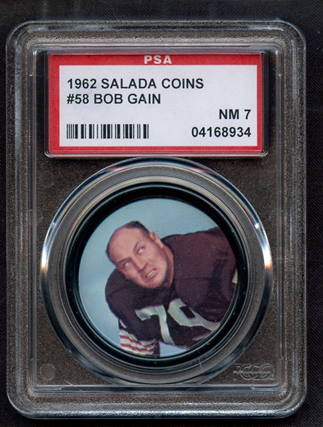 1962 SALADA COINS 58 BOB GAIN PSA NM 7