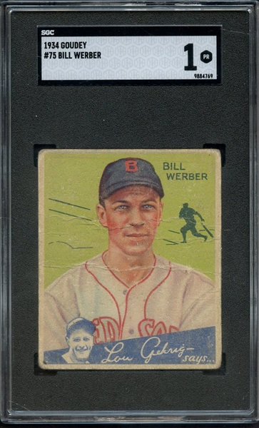 1934 GOUDEY 75 BILL WERBER SGC PR 1