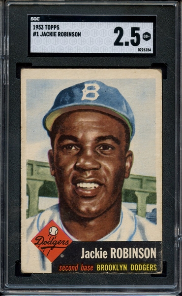 1953 TOPPS 1 JACKIE ROBINSON SGC GOOD+ 2.5