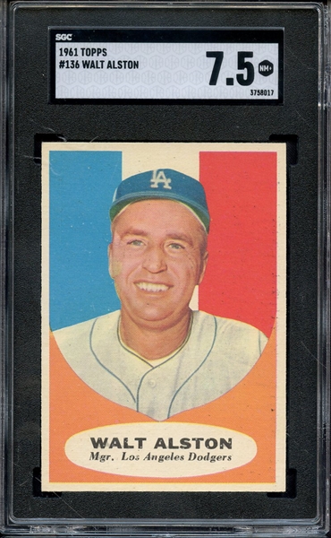 1961 TOPPS 136 WALT ALSTON SGC NM+ 7.5