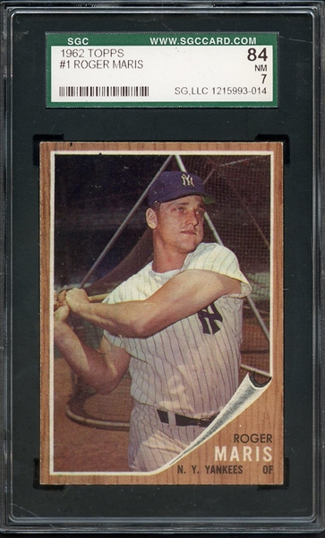 1962 TOPPS 1 ROGER MARIS SGC NM 84 / 7