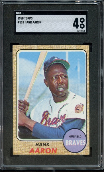 1968 TOPPS 110 HANK AARON SGC VG-EX 4