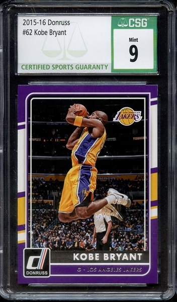 2015 DONRUSS 62 KOBE BRYANT CSG MINT 9