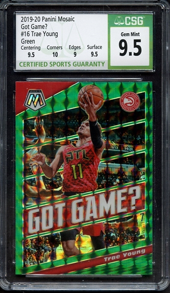 2019 PANINI MOSAIC GOT GAME GREEN 16 TRAE YOUNG CSG GEM MINT 9.5