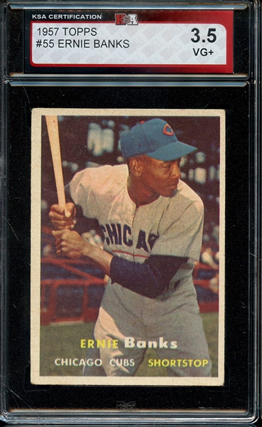 1957 TOPPS 55 ERNIE BANKS KSA VG+ 3.5