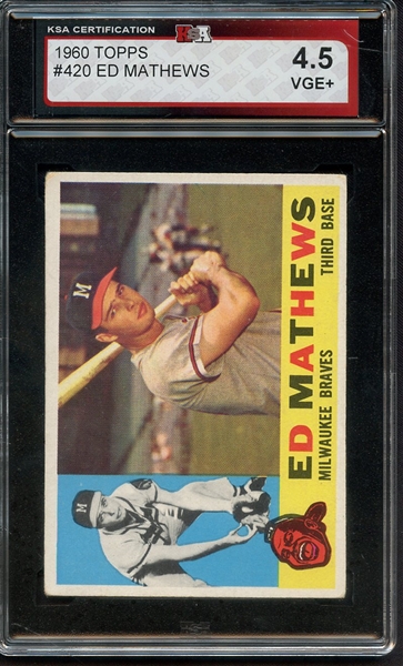 1960 TOPPS 420 EDDIE MATHEWS KSA VG-EX+ 4.5