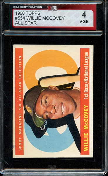 1960 TOPPS 554 WILLIE MCCOVEY ALL STAR KSA VG-EX 4