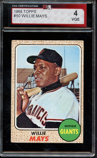 1968 TOPPS 50 WILLIE MAYS KSA VG-EX 4