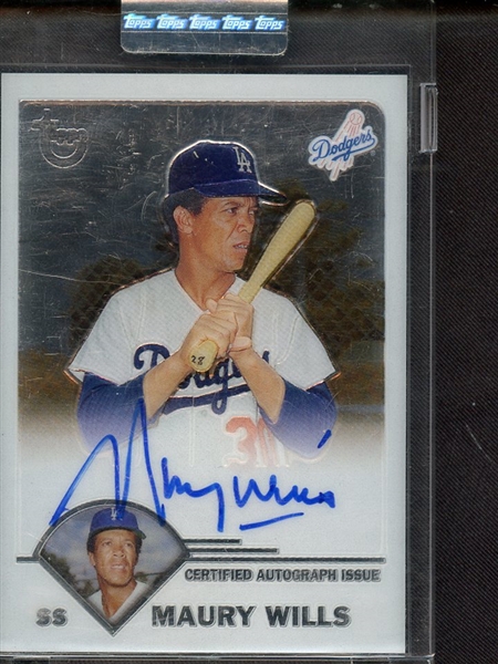 2003 TOPPS MAURY WILLS CERTIFIED AUTOGRAPH