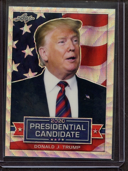 2019 LEAF 2020 PRESIDENTIAL CANDIDATE PRISMATIC WAVE SILVER DONALD J TRUMP