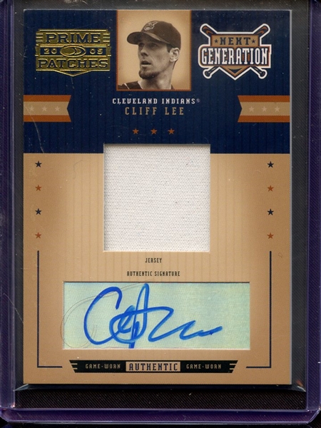 2005 PRIME PATCHES CLIFF LEE AUTOGRAPH GAME USED JERSEY 102/250