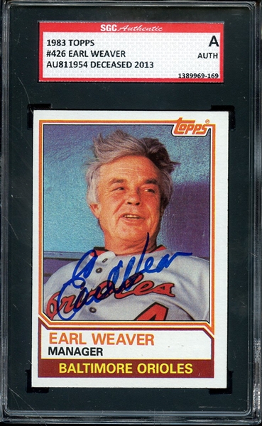 1983 TOPPS 426 SIGNED EARL WEAVER SGC AUTO AUTHENTIC