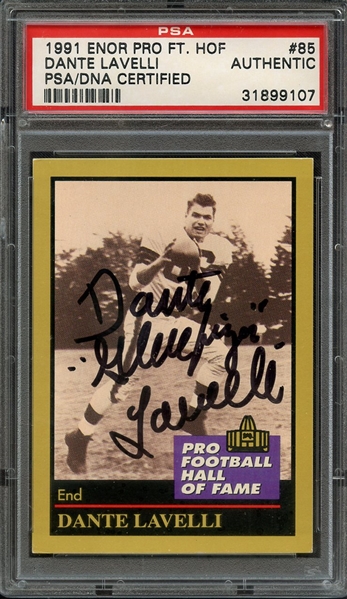 1991 ENOR PRO FT HOF 85 DANTE LAVELLI PSA/DNA AUTO AUTHENTIC