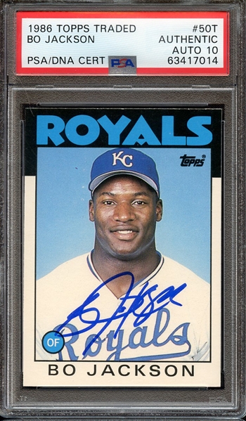 1986 TOPPS TRADED 50T SIGNED BO JACKSON PSA AUTHENTIC PSA/DNA AUTO 10