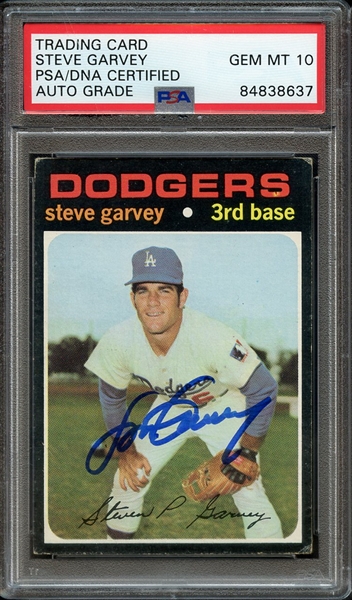 1971 TOPPS 341 SIGNED STEVE GARVEY PSA/DNA AUTO 10