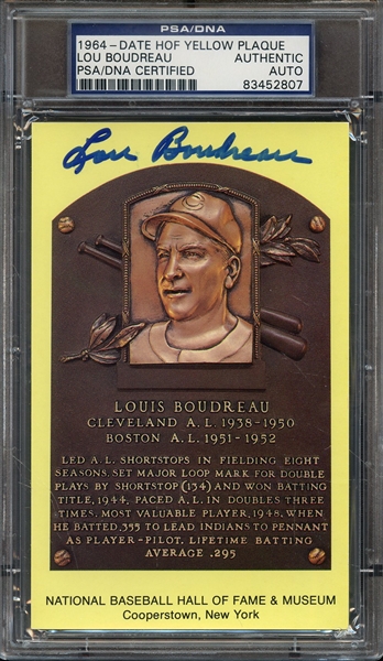 LOU BOUDREAU SIGNED HOF POSTCARD PSA/DNA AUTO AUTHENTIC