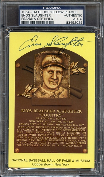 ENOS SLAUGHTER SIGNED HOF POSTCARD PSA/DNA AUTO AUTHENTIC