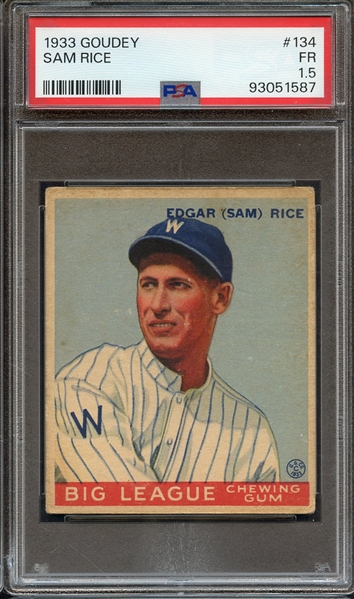 1933 GOUDEY 134 SAM RICE PSA FR 1.5