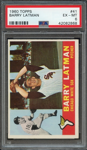 1960 TOPPS 41 BARRY LATMAN PSA EX-MT 6