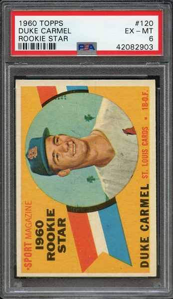 1960 TOPPS 120 DUKE CARMEL ROOKIE STAR PSA EX-MT 6