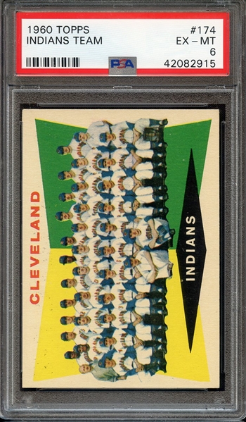 1960 TOPPS 174 INDIANS TEAM PSA EX-MT 6