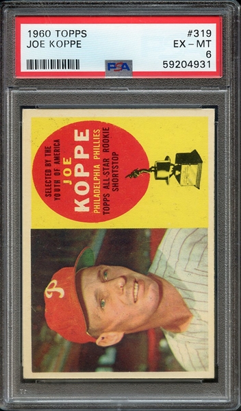 1960 TOPPS 319 JOE KOPPE PSA EX-MT 6