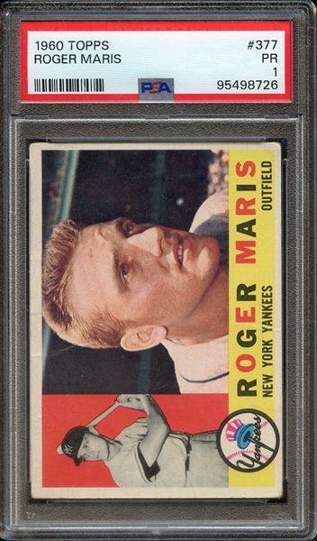 1960 TOPPS 377 ROGER MARIS PSA PR 1