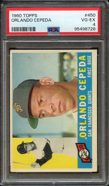 1960 TOPPS 450 ORLANDO CEPEDA PSA VG-EX 4